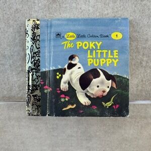 Vtg Hardcover The Poky Little Puppy Miniature 2.5" Little Golden Book edition